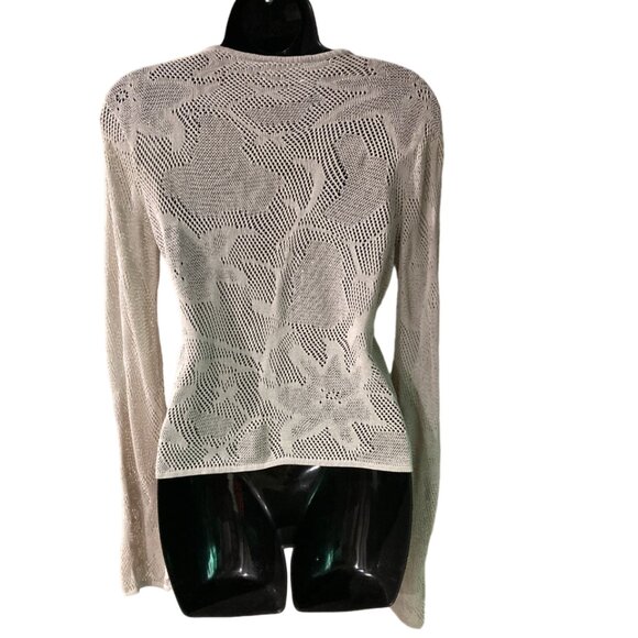 Chloe Light Blue Crochet-like Sweater Top Medium - Picture 2 of 8